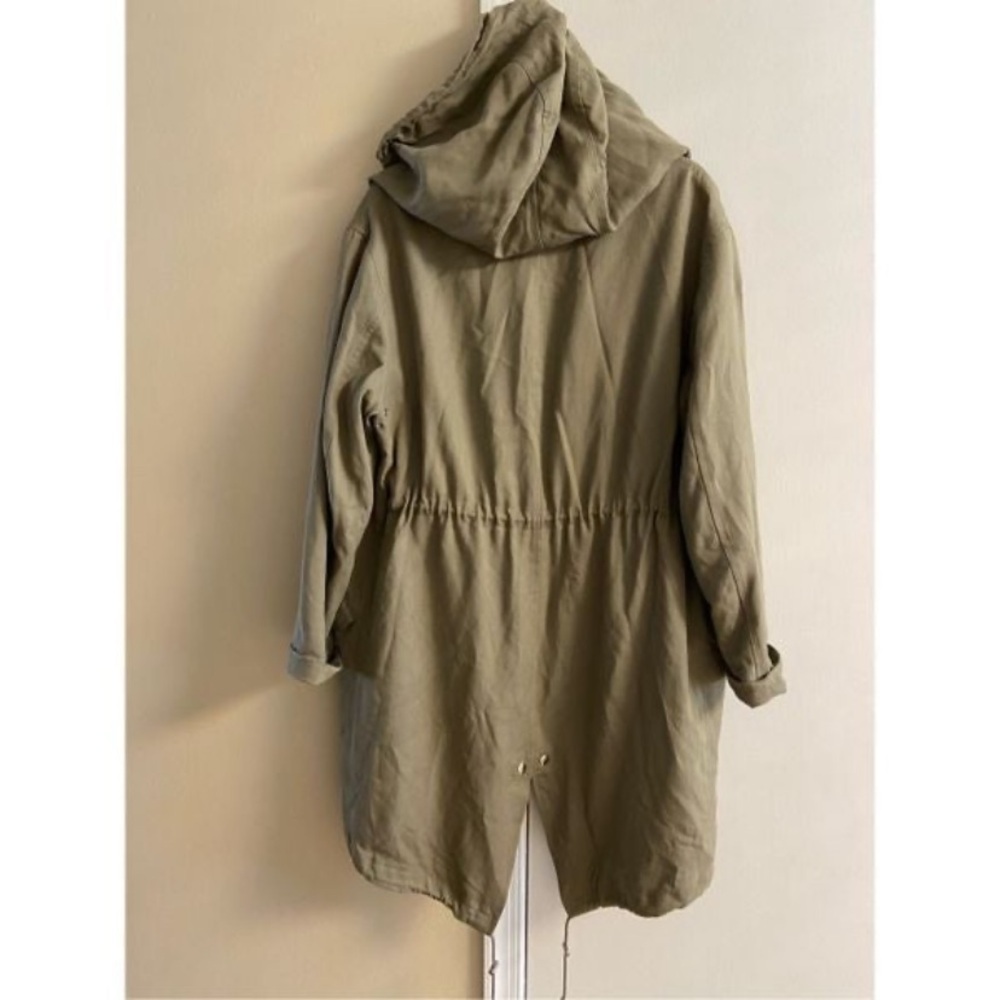 All Saints Beige trench coat long line hooded XSmall - Picture 9 of 12